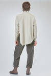 camicia lunga, ampia e asimmetrica, in seersucker lavato e goffrato di cotone ed elastan - FORME D' EXPRESSION 