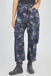 5 pockets trousers in shiny cotton and polyester denim with paisley print - FORME D' EXPRESSION 