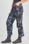 5 pockets trousers in shiny cotton and polyester denim with paisley print - FORME D' EXPRESSION 
