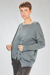 long and wide cardigan in light plain cashmere and silk knit - ISABEL BENENATO 