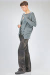 long and wide cardigan in light plain cashmere and silk knit - ISABEL BENENATO 