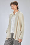 long and straight cardigan in soft hand-knitted cashmere and silk yarn - LUSSI 