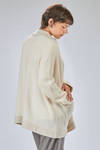 long and straight cardigan in soft hand-knitted cashmere and silk yarn - LUSSI 
