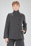 hip-length jacket, slightly flared, in knitted merino wool fabric - LUSSI 