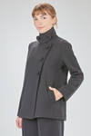 hip-length jacket, slightly flared, in knitted merino wool fabric - LUSSI 