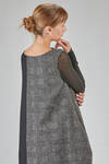 abito longuette, sfiancato, a patchwork di lana, viscosa e seta - MARC LE BIHAN 