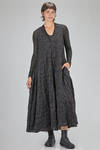 long, wide and flared dress, in boiled wool jacquard - MARC LE BIHAN 