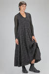 long, wide and flared dress, in boiled wool jacquard - MARC LE BIHAN 