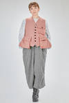 hip-lenght gilet, wide, in wool and polyurethane Prince of Wales and polyester canvas - NOIR KEI NINOMIYA 