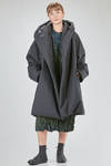 over the knee coat, wide and flared, in matte wool and polyester canvas - SHU MORIYAMA 