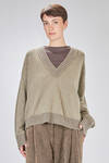 hip-length sweater, wide, in melange plain knit cashmere - ZIGGY CHEN 