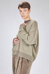 hip-length sweater, wide, in melange plain knit cashmere - ZIGGY CHEN 