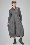 long, wide and flared dress, in washed cotton canvas with floral print tone on tone - BERGFABEL 