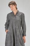 long, wide and flared dress, in washed cotton canvas with floral print tone on tone - BERGFABEL 