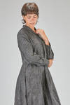 long, wide and flared dress, in washed cotton canvas with floral print tone on tone - BERGFABEL 
