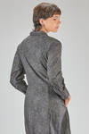 long, wide and flared dress, in washed cotton canvas with floral print tone on tone - BERGFABEL 