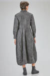 long, wide and flared dress, in washed cotton canvas with floral print tone on tone - BERGFABEL 
