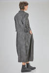 long, wide and flared dress, in washed cotton canvas with floral print tone on tone - BERGFABEL 