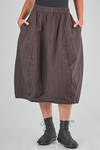 longuette skirt, wide, in washed cotton and elastan canvas with thin vertical stripes - BERGFABEL 