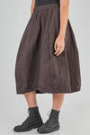 longuette skirt, wide, in washed cotton and elastan canvas with thin vertical stripes - BERGFABEL 
