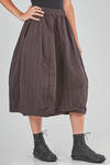 longuette skirt, wide, in washed cotton and elastan canvas with thin vertical stripes - BERGFABEL 