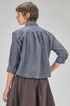 camicia corta e ampia, in popeline di cotone lavato con micro-check bicolori - BERGFABEL 