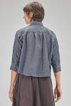 camicia corta e ampia, in popeline di cotone lavato con micro-check bicolori - BERGFABEL 