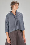 camicia corta e ampia, in popeline di cotone lavato con micro-check bicolori - BERGFABEL 