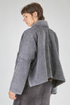 short and wide caban in faded cotton denim with quilted polyester padding - KIMONORAIN 