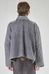short and wide caban in faded cotton denim with quilted polyester padding - KIMONORAIN 