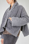 short and wide caban in faded cotton denim with quilted polyester padding - KIMONORAIN 