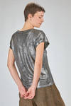 hip length t-shirt of laminated knit in melange linen - AVANT TOI 