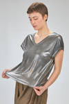 hip length t-shirt of laminated knit in melange linen - AVANT TOI 