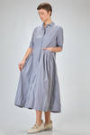 longuette dress in micro-check washed cotton popeline - BERGFABEL 
