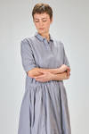 longuette dress in micro-check washed cotton popeline - BERGFABEL 