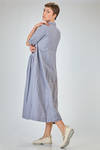longuette dress in micro-check washed cotton popeline - BERGFABEL 