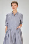 longuette dress in micro-check washed cotton popeline - BERGFABEL 