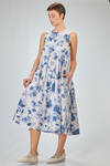 abito longuette, ampio,  in popeline di cotone lavato e stampato - BERGFABEL 