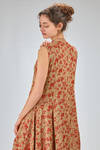 abito lungo e sfiancato in maglia di cotone, seta e lino con fiori 'stramati' - BOBOUTIC 