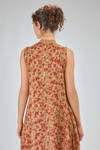 abito lungo e sfiancato in maglia di cotone, seta e lino con fiori 'stramati' - BOBOUTIC 