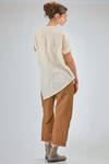 camicia lunga, ampia e asimmetrica in garza di cotone fiammato e lavato - FORME D' EXPRESSION 
