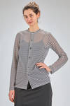 cardigan al fianco, morbido, in maglia di cotone e poliestere a righe orizzontali - JUNYA WATANABE 