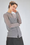 cardigan al fianco, morbido, in maglia di cotone e poliestere a righe orizzontali - JUNYA WATANABE 