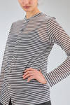 cardigan al fianco, morbido, in maglia di cotone e poliestere a righe orizzontali - JUNYA WATANABE 