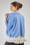 cardigan corto e ampio in maglia rasata di cotone Sea Island melange - LUSSI 