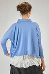 cardigan corto e ampio in maglia rasata di cotone Sea Island melange - LUSSI 