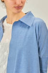 cardigan corto e ampio in maglia rasata di cotone Sea Island melange - LUSSI 