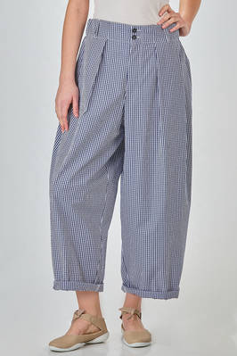 wide pants in light-weight vichy cotton  - 411