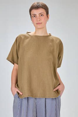 long and loose top in washed linen with raw-cut edges  - 411