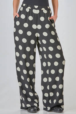long and wide trousers in polyester georgette with polka dot print  - 74